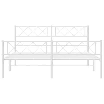 vidaXL Metal Bed Frame without Mattress with Footboard White 150x200cm