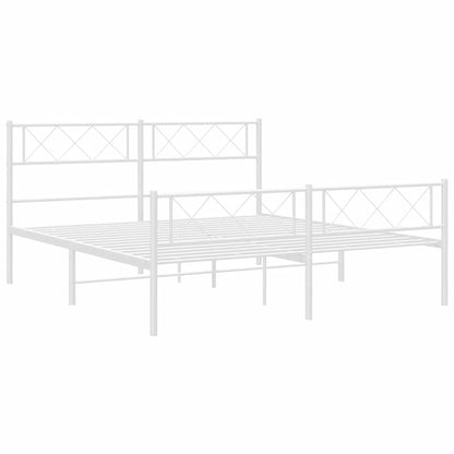 vidaXL Metal Bed Frame without Mattress with Footboard White 150x200cm