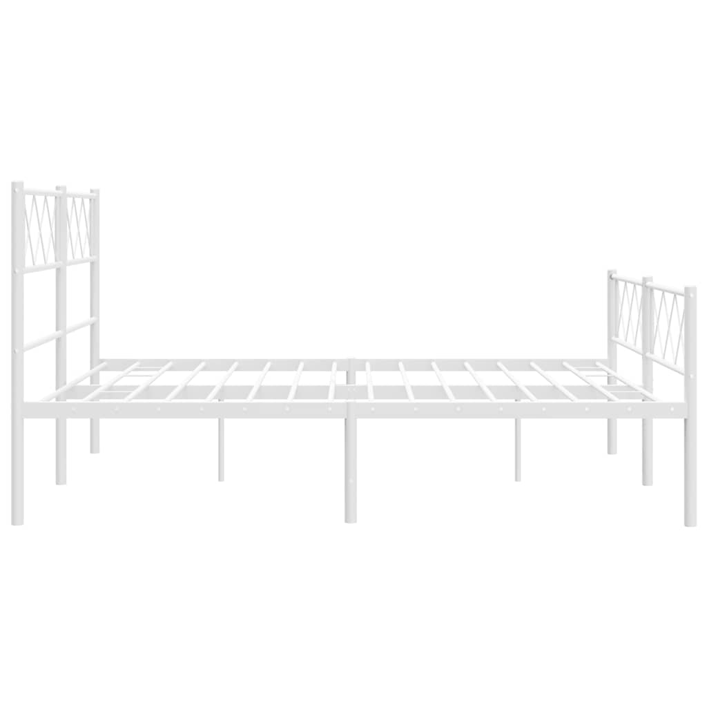 vidaXL Metal Bed Frame without Mattress with Footboard White 150x200cm