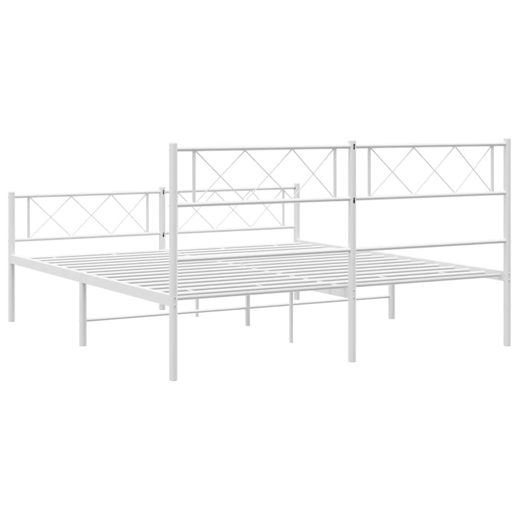 vidaXL Metal Bed Frame without Mattress with Footboard White 150x200cm