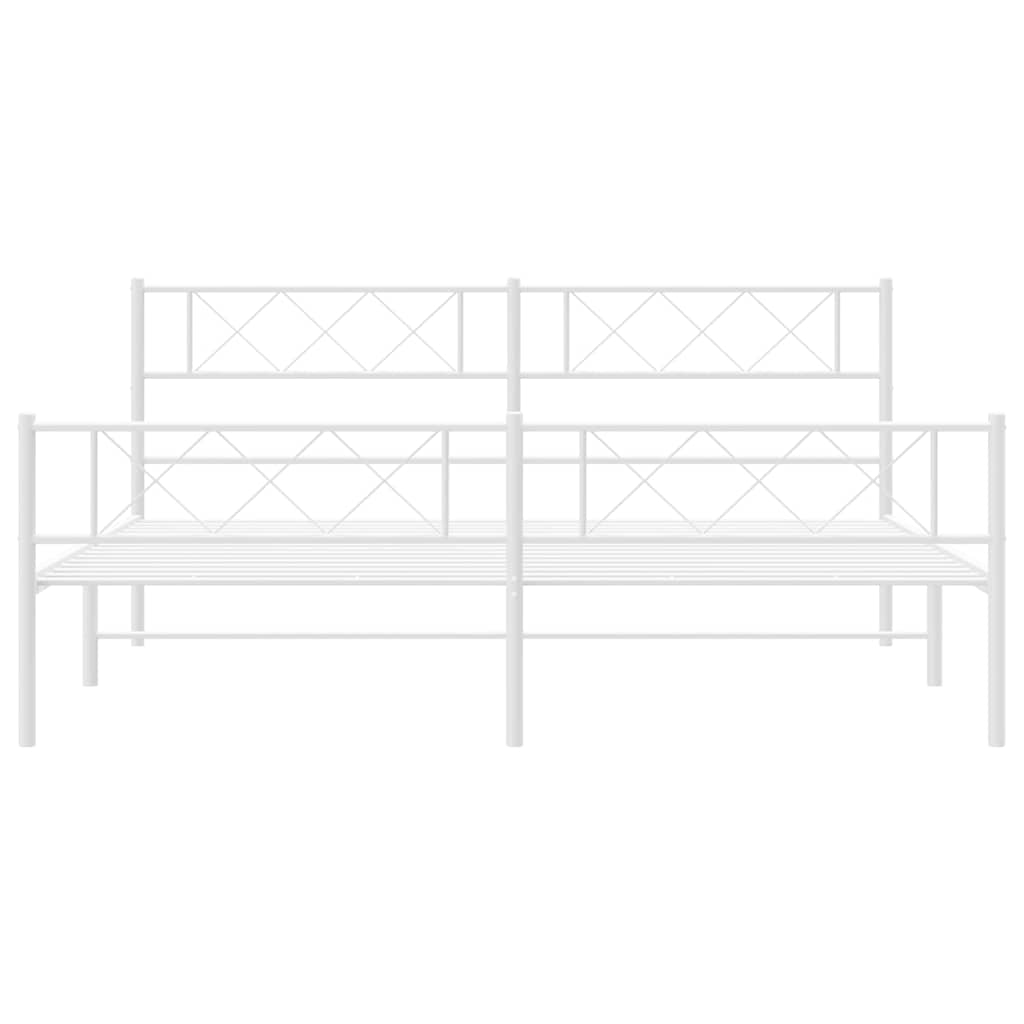 vidaXL Metal Bed Frame without Mattress with Footboard White 183x213cm