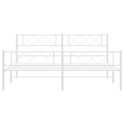 vidaXL Metal Bed Frame without Mattress with Footboard White 183x213cm