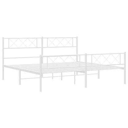 vidaXL Metal Bed Frame without Mattress with Footboard White 183x213cm