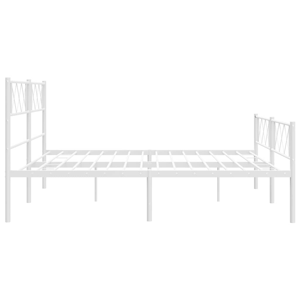 vidaXL Metal Bed Frame without Mattress with Footboard White 183x213cm