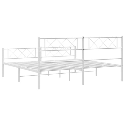 vidaXL Metal Bed Frame without Mattress with Footboard White 183x213cm