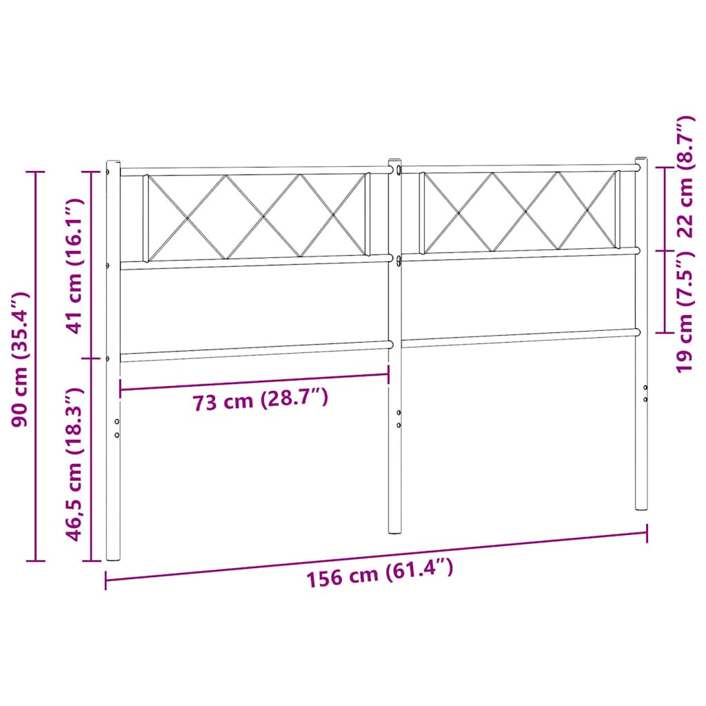 vidaXL Metal Replace Headboard White 150 cm