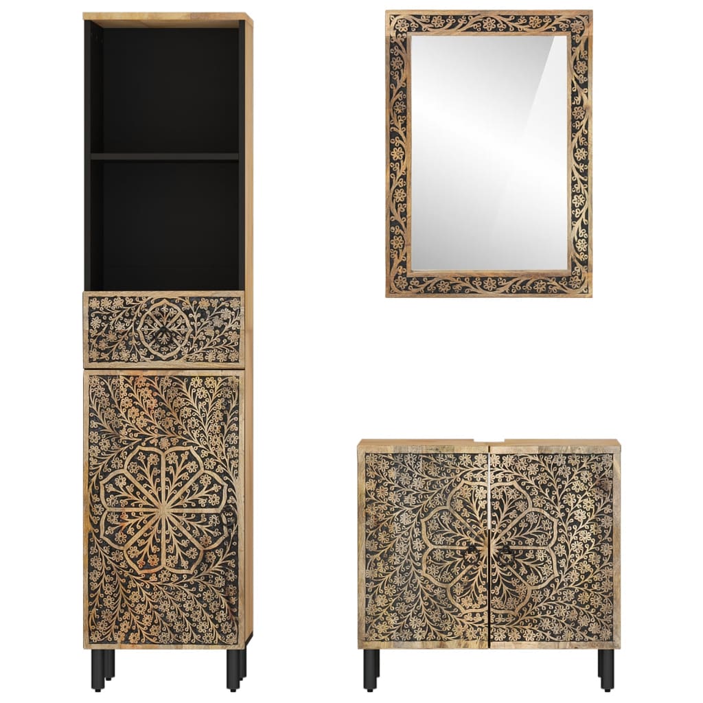 vidaXL 3 Piece Bathroom Furniture Set Solid Wood Mango