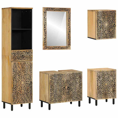 vidaXL 5 Piece Bathroom Furniture Set Solid Wood Mango