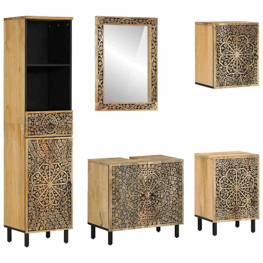 vidaXL 5 Piece Bathroom Furniture Set Solid Wood Mango