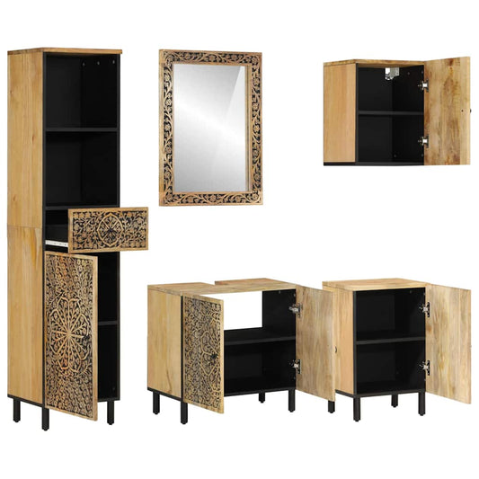 vidaXL 5 Piece Bathroom Furniture Set Solid Wood Mango