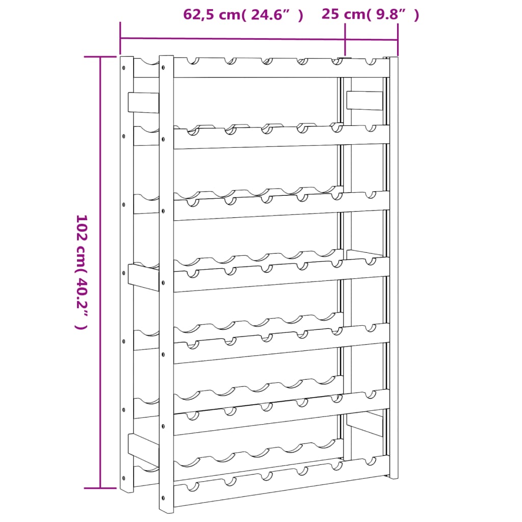 vidaXL Wine Rack for 42 Bottles Grey Solid Wood Pine