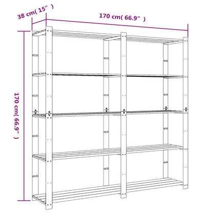 vidaXL 5-Tier Storage Rack Grey 170x38x170 cm Solid Wood Pine