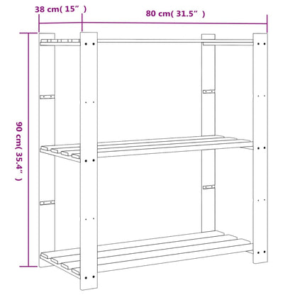 vidaXL 3-Tier Storage Rack Grey 80x38x90 cm Solid Wood Pine