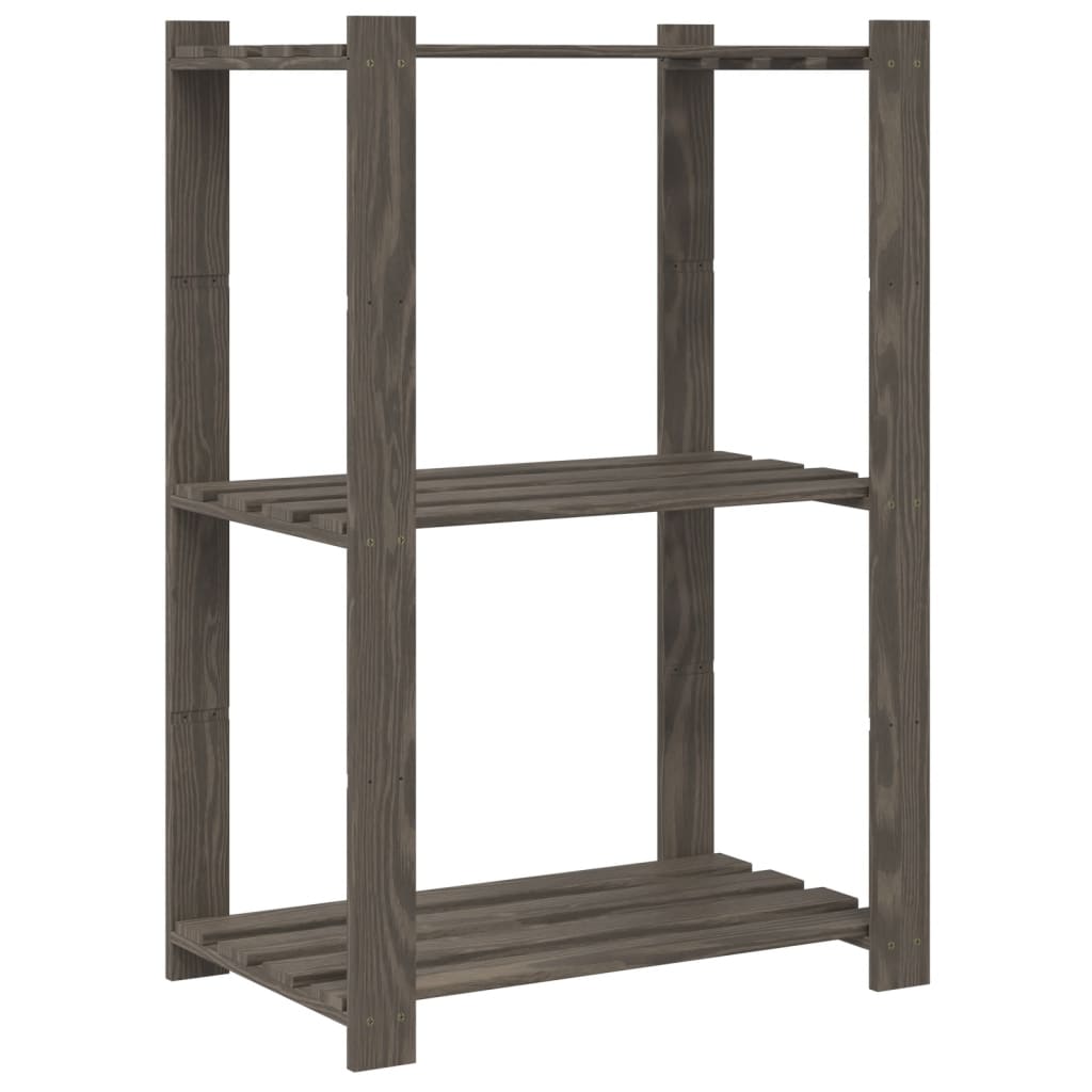 vidaXL 3-Tier Storage Rack Grey 60x38x90 cm Solid Wood Pine