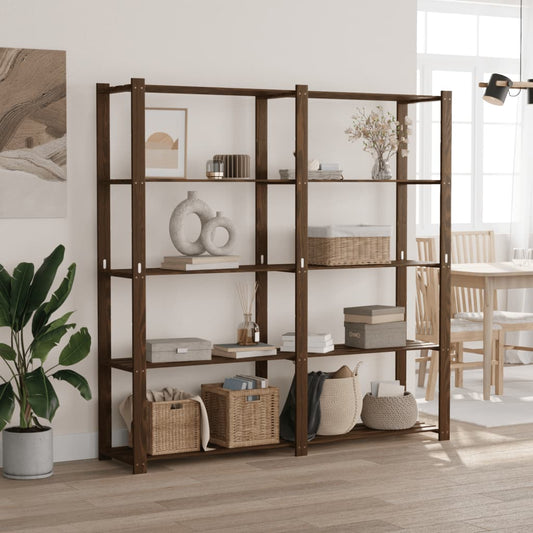 vidaXL 5-Tier Storage Rack Brown 170x38x170 cm Solid Wood Pine