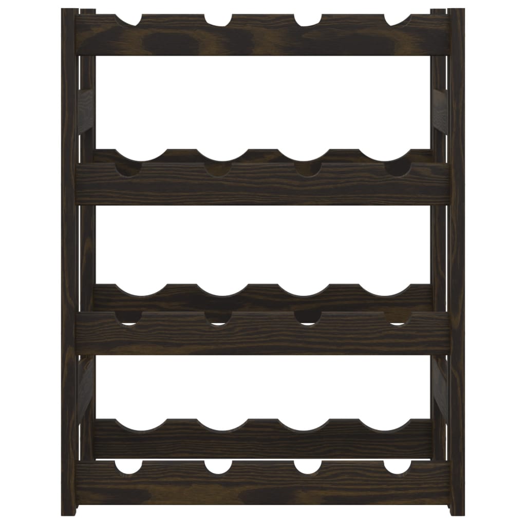 vidaXL Wine Rack for 16 Bottles Black Solid Wood Pine