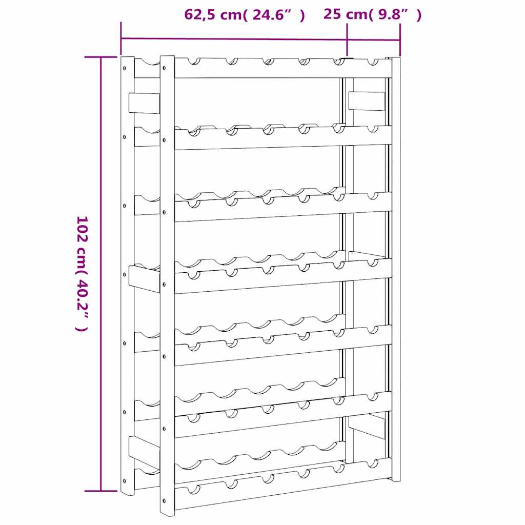 vidaXL Wine Rack for 42 Bottles Black Solid Wood Pine
