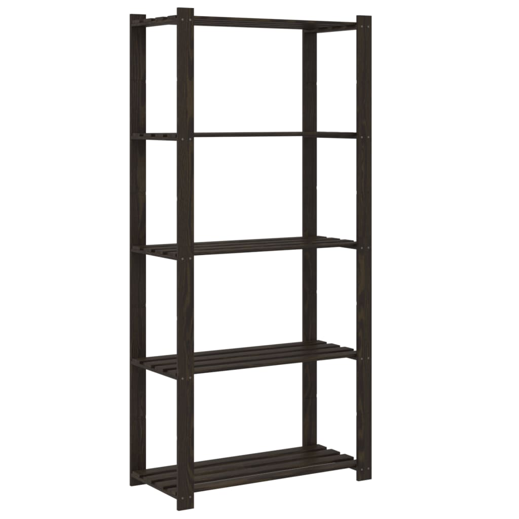 vidaXL 5-Tier Storage Rack Black 80x38x170 cm Solid Wood Pine