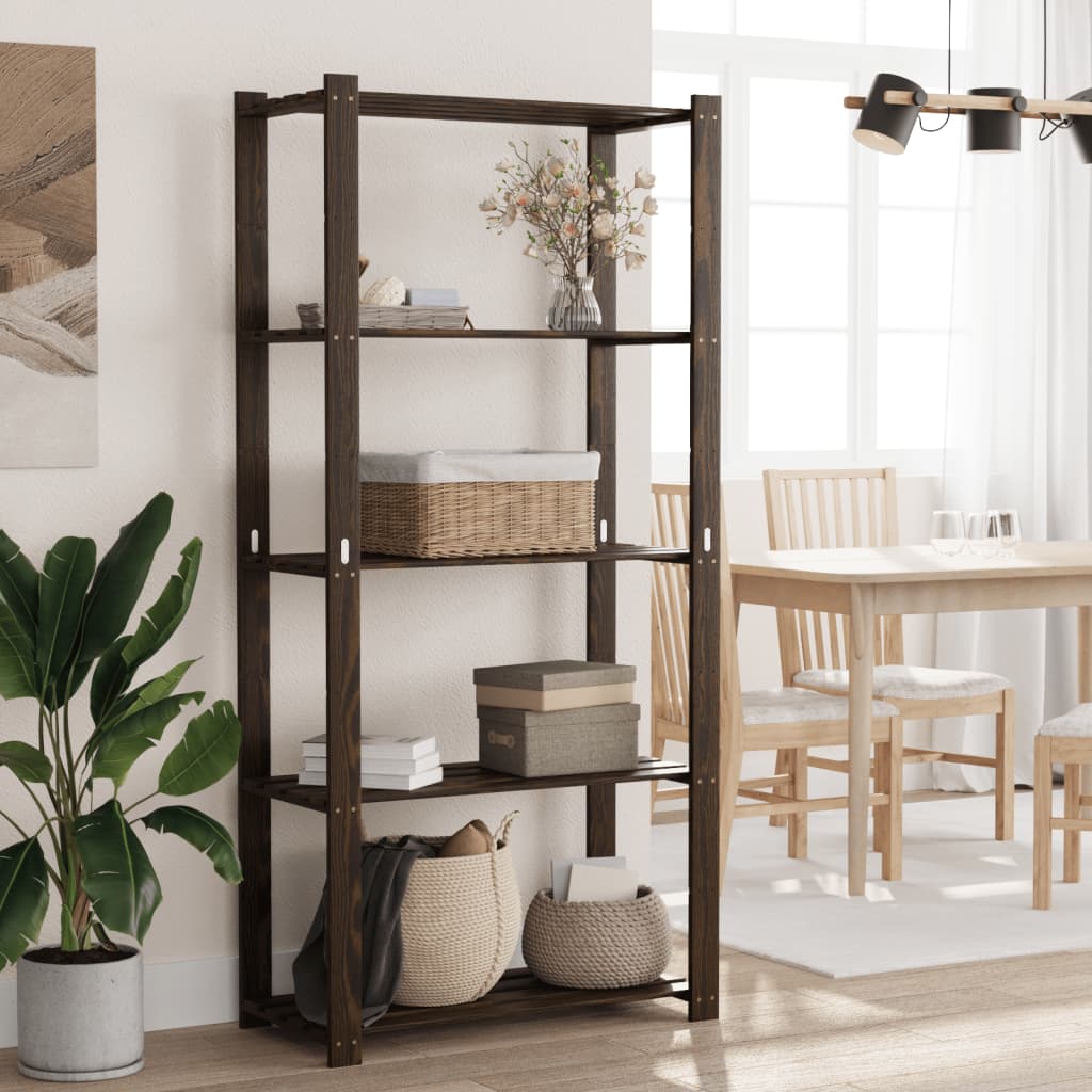 vidaXL 5-Tier Storage Rack Black 80x38x170 cm Solid Wood Pine