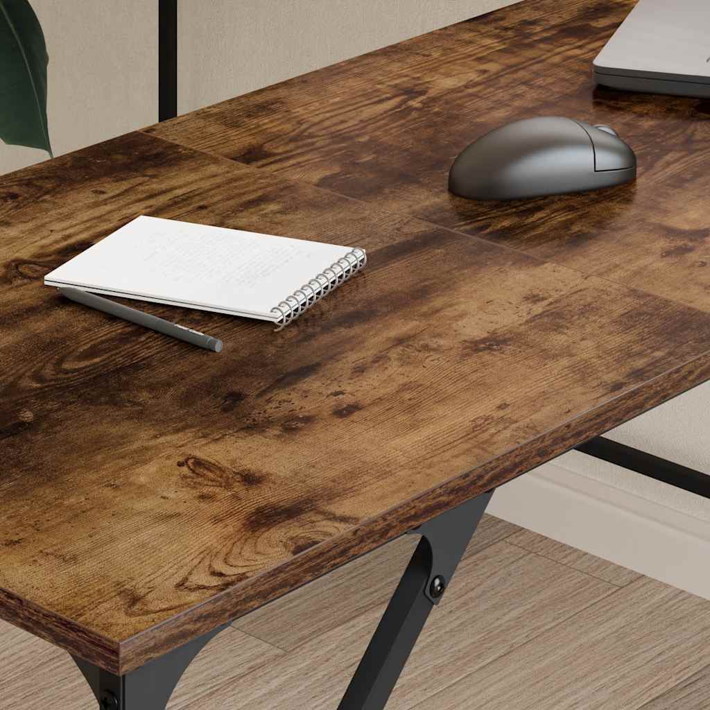 vidaXL Desk Smoked Oak 149x149x75 cm Engineered Wood