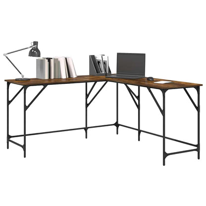 vidaXL Desk Smoked Oak 149x149x75 cm Engineered Wood
