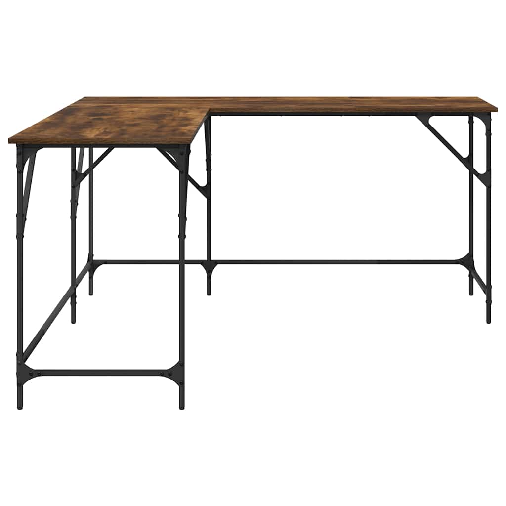 vidaXL Desk Smoked Oak 149x149x75 cm Engineered Wood