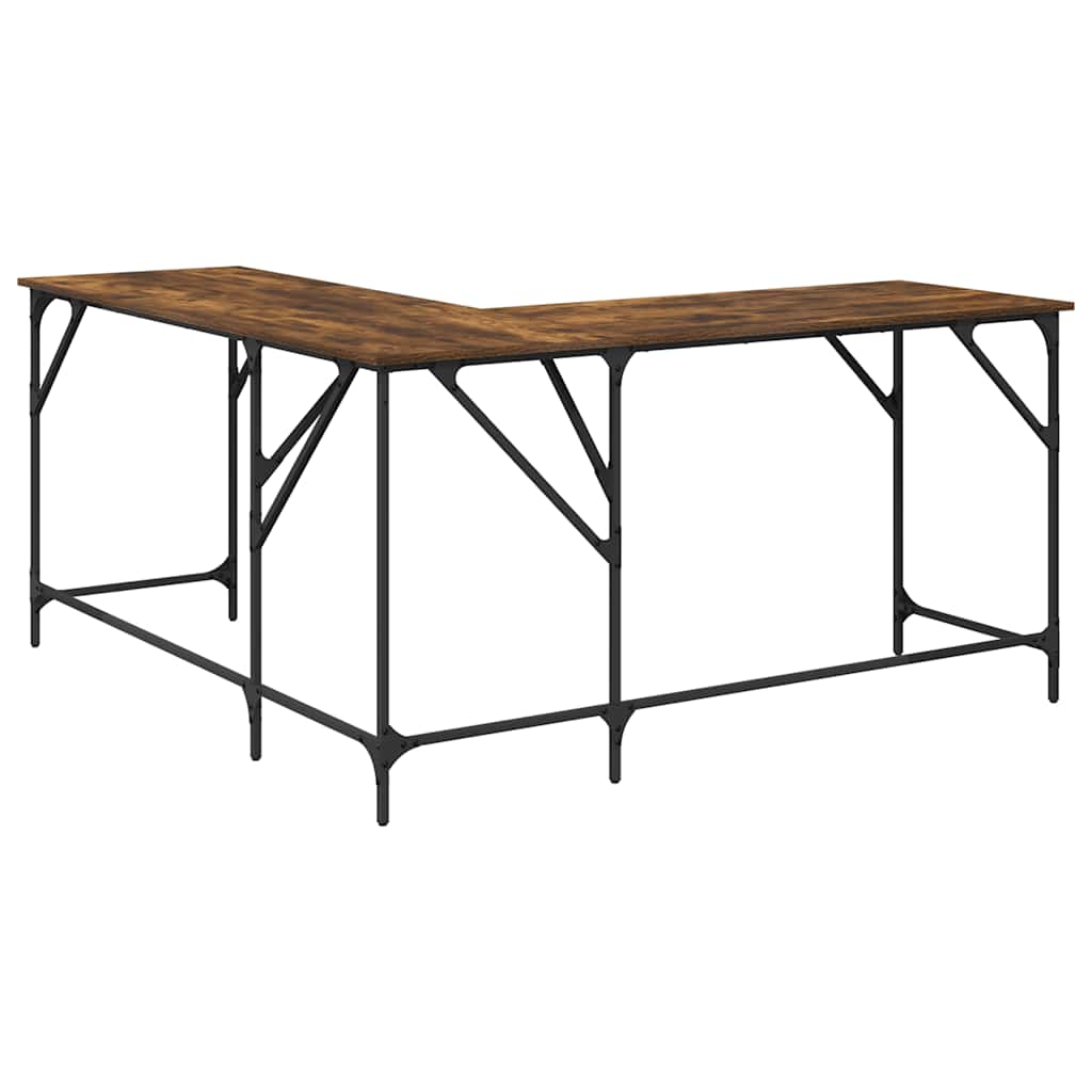 vidaXL Desk Smoked Oak 149x149x75 cm Engineered Wood