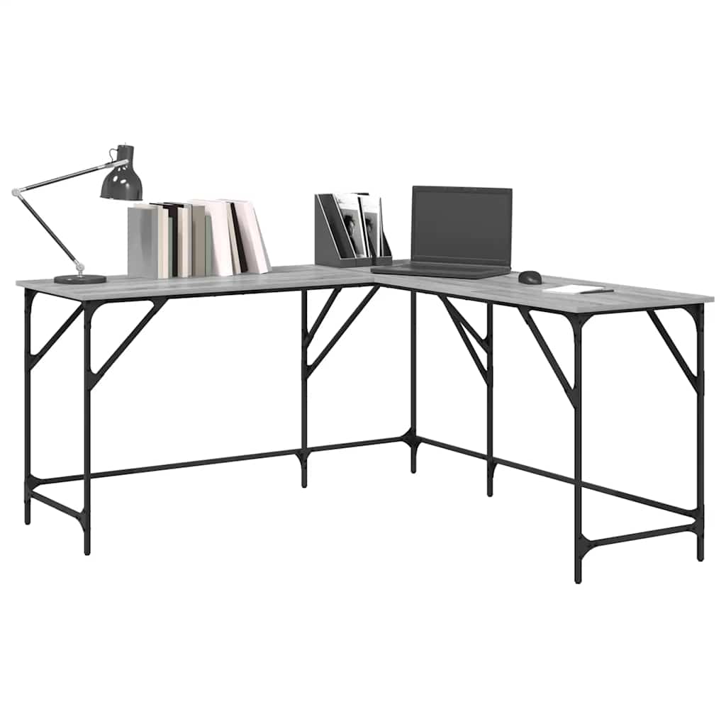 vidaXL Desk Grey Sonoma 149x149x75 cm Engineered Wood