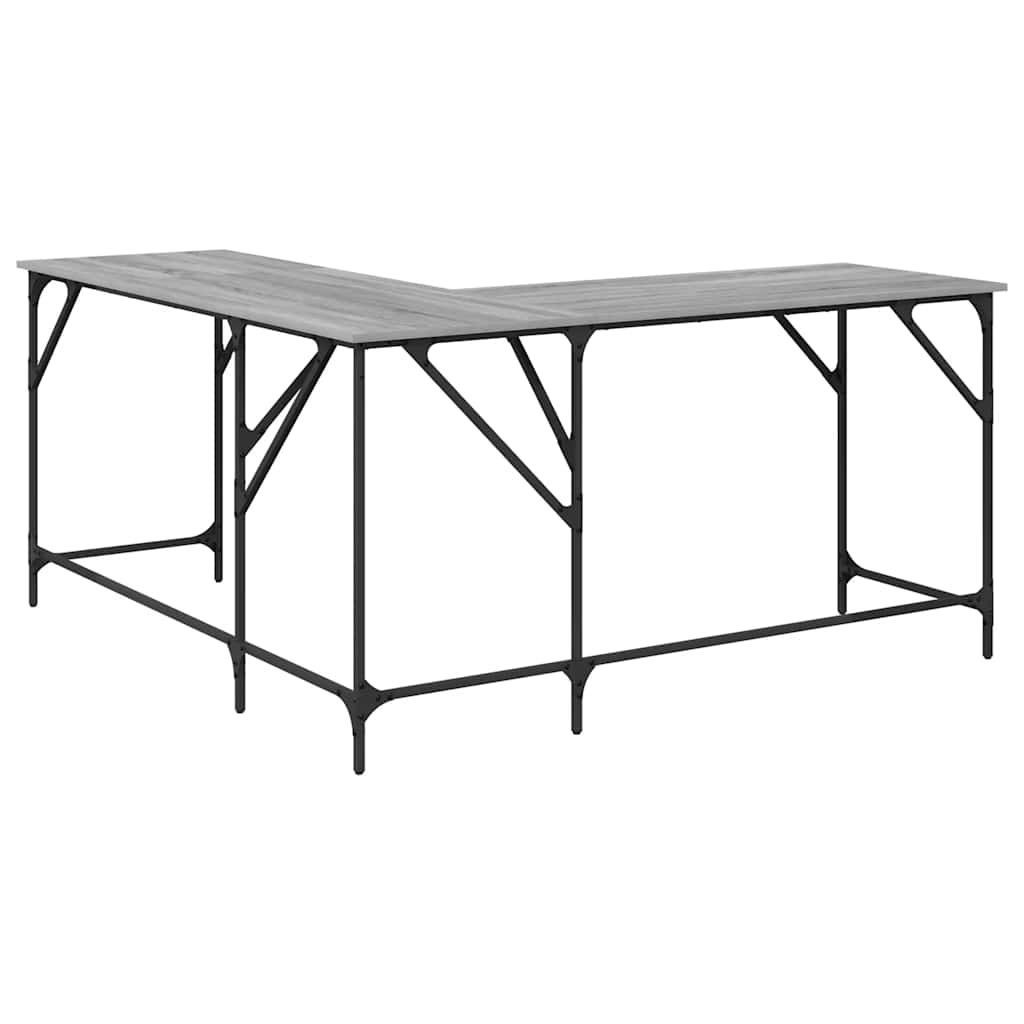 vidaXL Desk Grey Sonoma 149x149x75 cm Engineered Wood