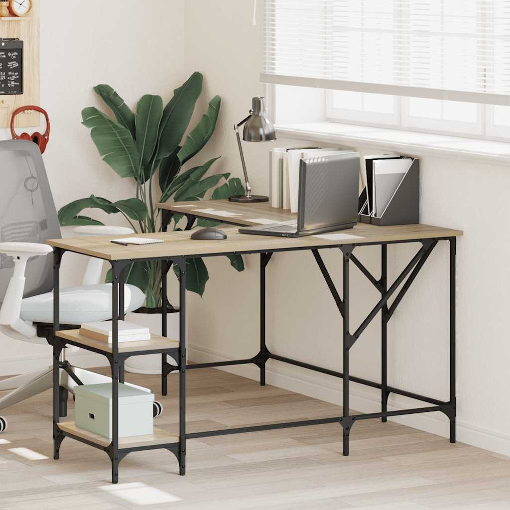 vidaXL Desk Sonoma Oak 139x139x75 cm Engineered Wood