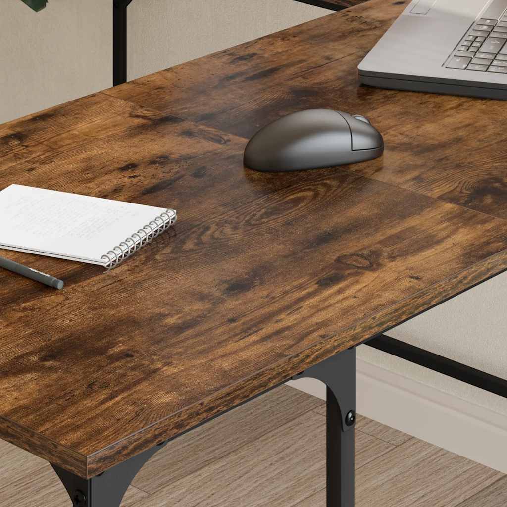 vidaXL Desk Smoked Oak 139x139x75 cm Engineered Wood