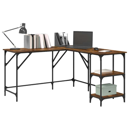 vidaXL Desk Smoked Oak 139x139x75 cm Engineered Wood