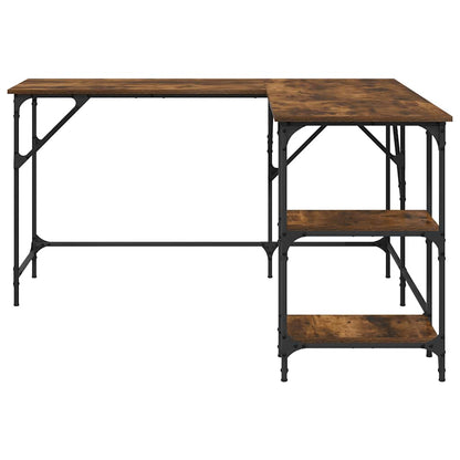 vidaXL Desk Smoked Oak 139x139x75 cm Engineered Wood