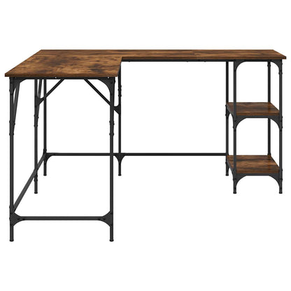 vidaXL Desk Smoked Oak 139x139x75 cm Engineered Wood