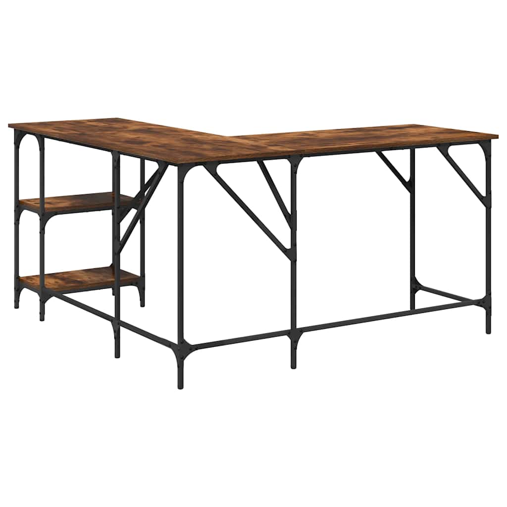 vidaXL Desk Smoked Oak 139x139x75 cm Engineered Wood