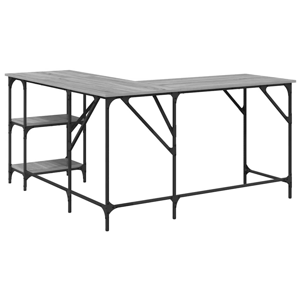 vidaXL Desk Grey Sonoma 139x139x75 cm Engineered Wood