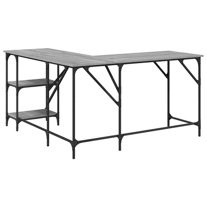 vidaXL Desk Grey Sonoma 139x139x75 cm Engineered Wood