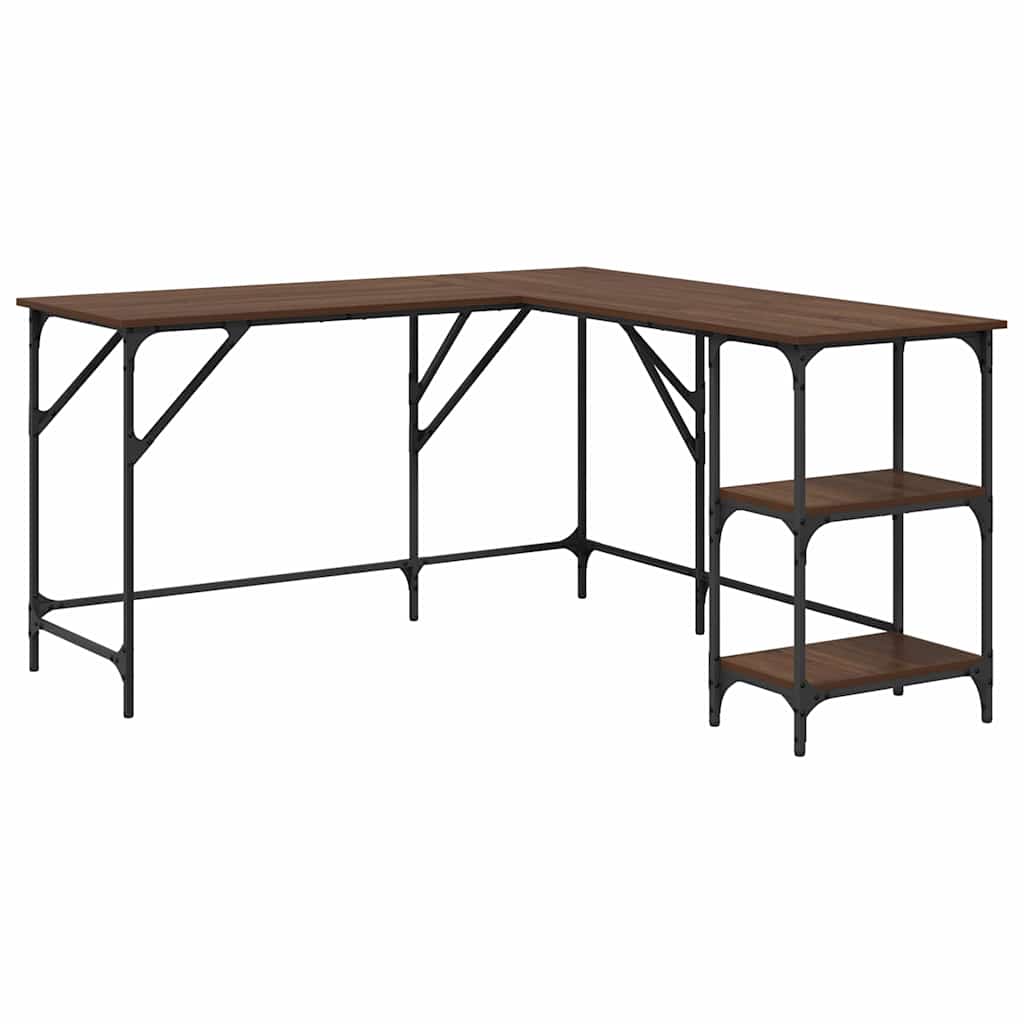 vidaXL Desk Brown Oak 139x139x75 cm Engineered Wood