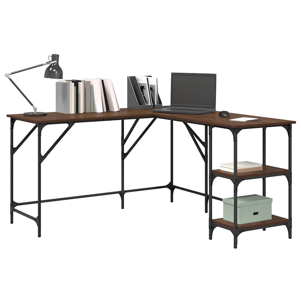 vidaXL Desk Brown Oak 139x139x75 cm Engineered Wood