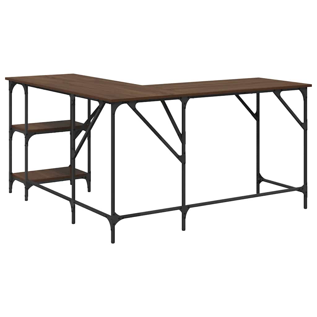 vidaXL Desk Brown Oak 139x139x75 cm Engineered Wood