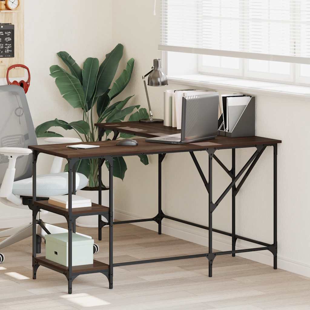 vidaXL Desk Brown Oak 139x139x75 cm Engineered Wood