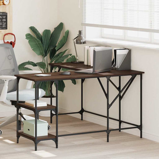 vidaXL Desk Brown Oak 139x139x75 cm Engineered Wood