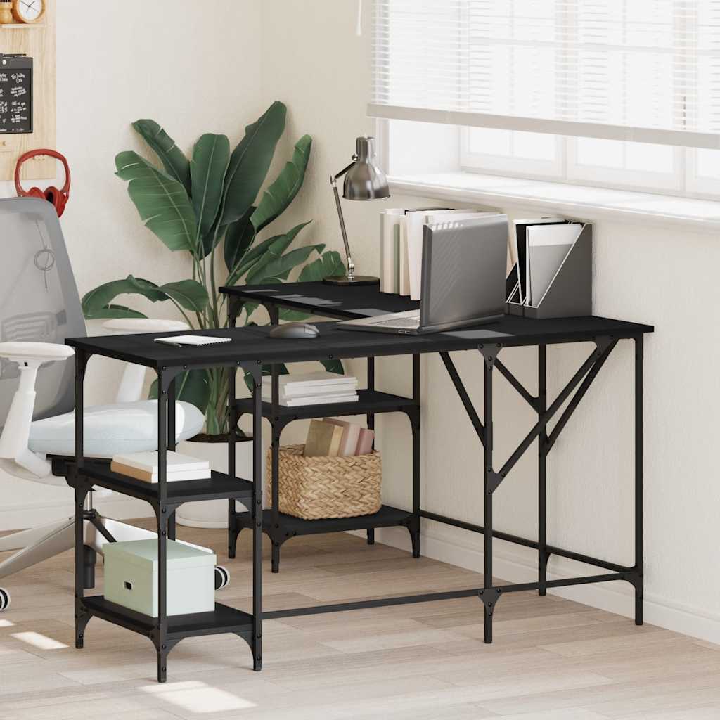 vidaXL Desk Black 139x139x75 cm Engineered Wood