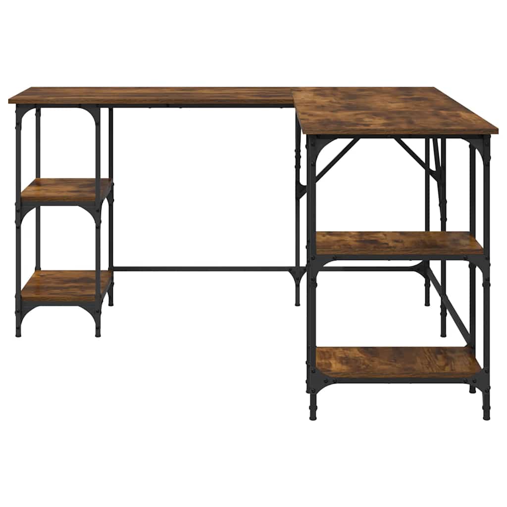 vidaXL Desk Smoked Oak 139x139x75 cm Engineered Wood