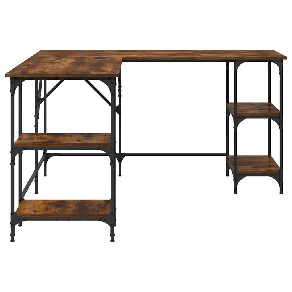 vidaXL Desk Smoked Oak 139x139x75 cm Engineered Wood