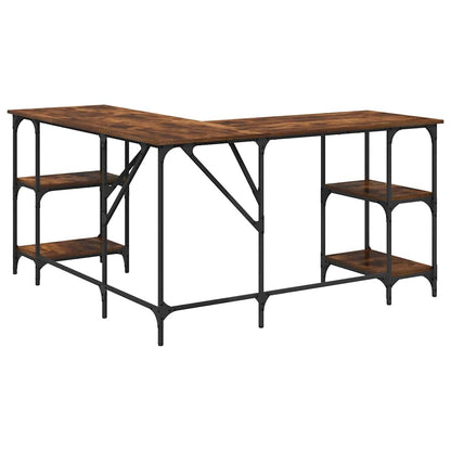 vidaXL Desk Smoked Oak 139x139x75 cm Engineered Wood