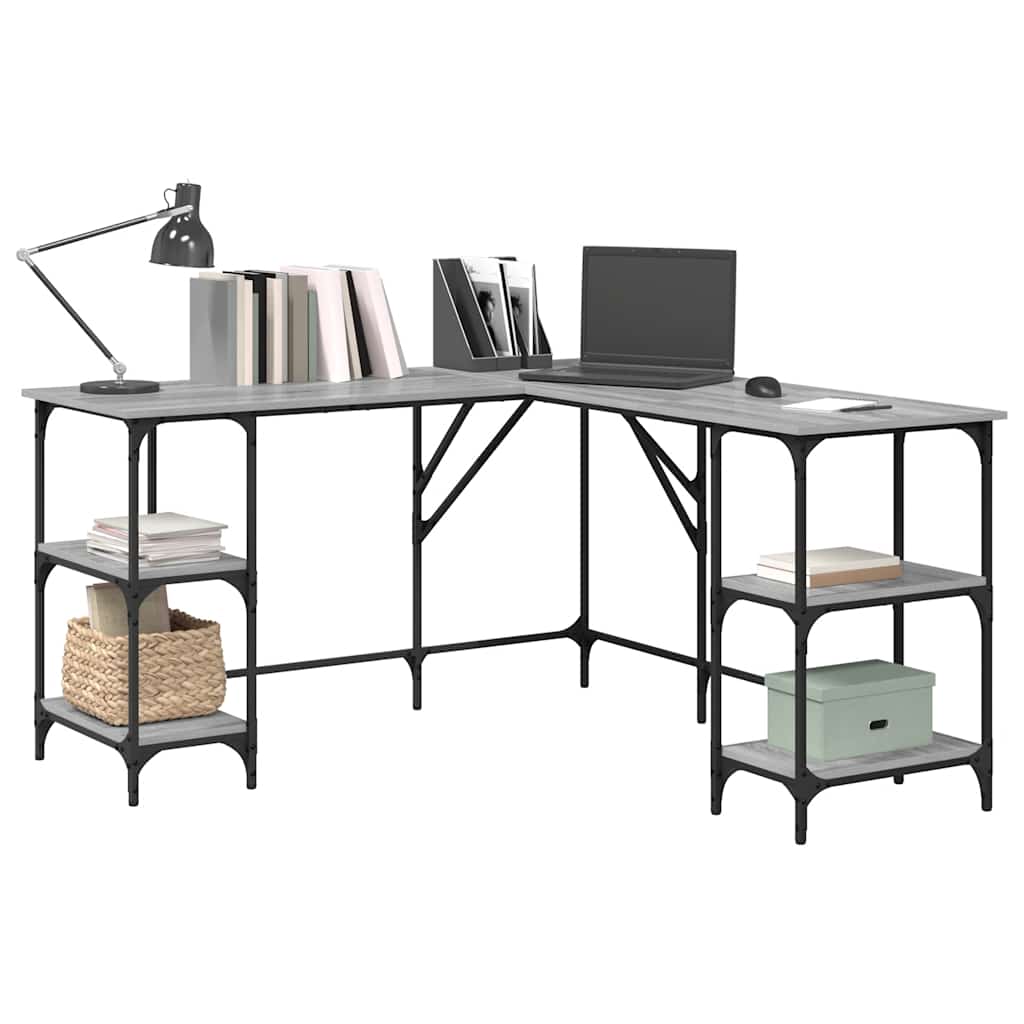 vidaXL Desk Grey Sonoma 139x139x75 cm Engineered Wood