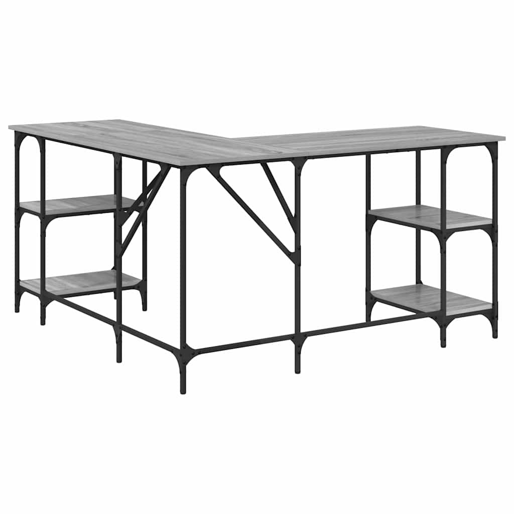 vidaXL Desk Grey Sonoma 139x139x75 cm Engineered Wood
