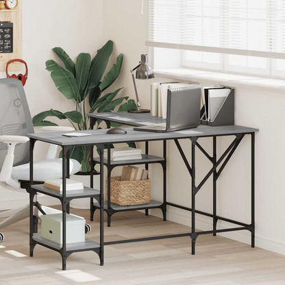 vidaXL Desk Grey Sonoma 139x139x75 cm Engineered Wood
