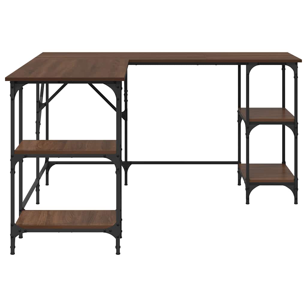 vidaXL Desk Brown Oak 139x139x75 cm Engineered Wood